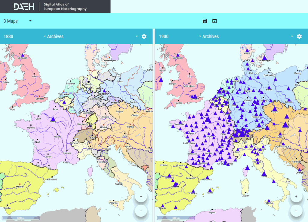 Screenshot vom Projekt Digital Atlas of European Historiographie